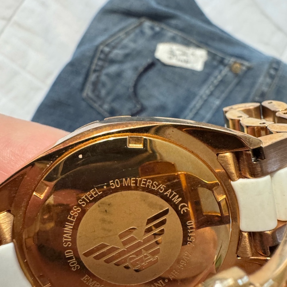 Emporio Armani rose, gold, and white watch - Picture 11 of 13